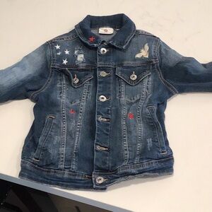 Ag Adriano Goldschmied Blue Kids Denim Jacket with Star and Bird Details